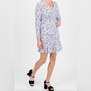 Veronica Beard
Rowe Bracelet-Sleeve Ruched Asymmetric-Placket Floral-Print